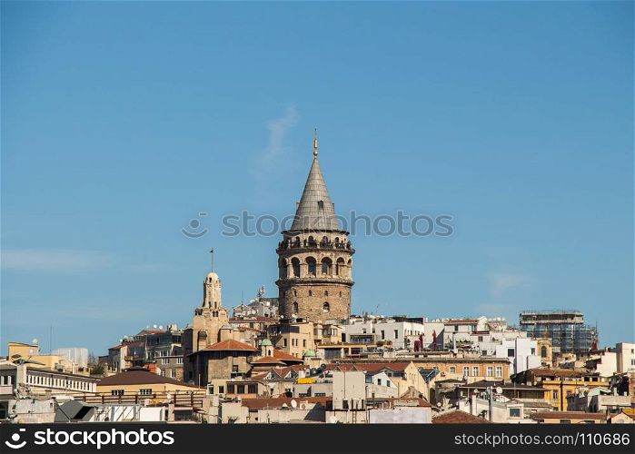 View of the Galata Tower from Byzantium times in Istanbul