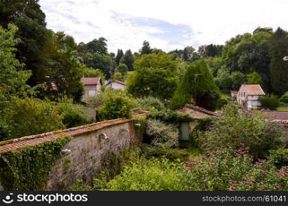 View of the gardens . View of the gardens in the town of Bar le Duc in the department of the Meuse in France