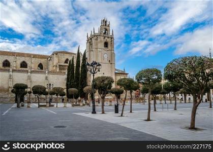 View of the Gothic cathedral of Palencia (Castile and Leon), Spain