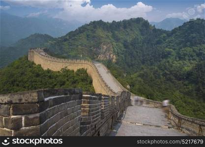 View of the great Chinese wall and mountains.