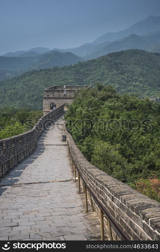 View of the great Chinese wall and mountains.. View of the great Chinese wall