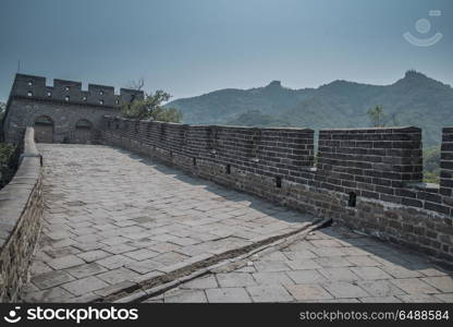 View of the great Chinese wall and mountains.. View of the great Chinese wall