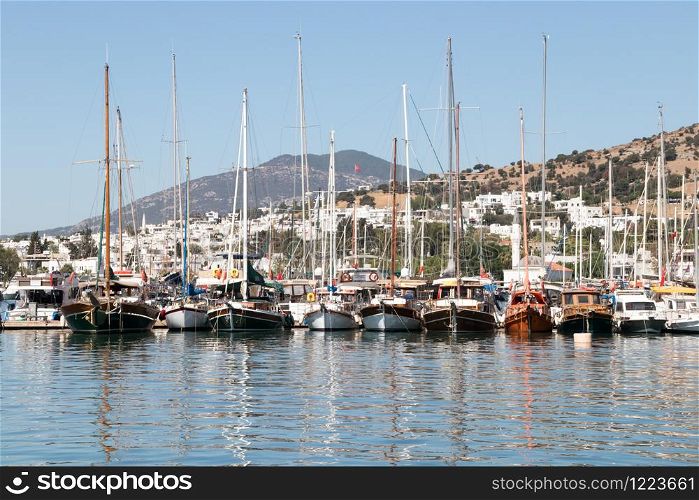 View of the harbour on a sunny day, Bodrum, Turkey