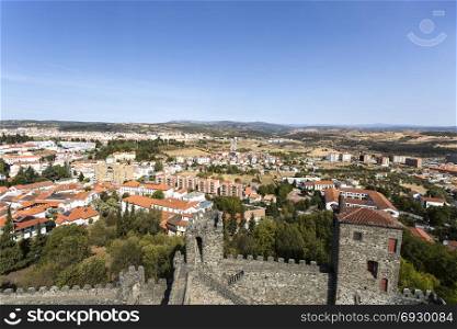 View of the historic city of Braganca, seen from the top of the castle keep in Braganca, Portugal