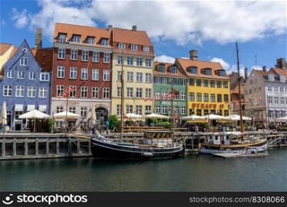 view of the historic Nyhavn quarter in downtown Copenhagen
