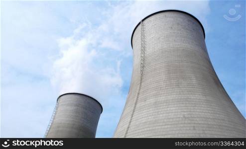 View of the huge water towers in a heat power plant