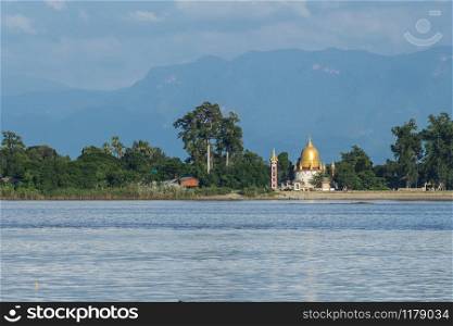 View of the Irrawaddy River and Pagoda in Mandalay, Myanmar (Burma)