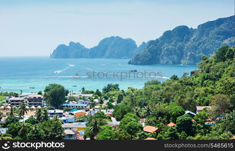 View of the island Phi Phi Don from the viewing point, South of Thailand.