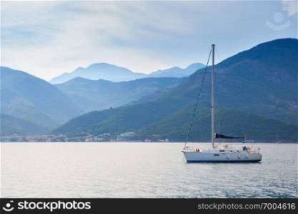View of the Kotor Bay with yacht, Montenegro - Water Landscape