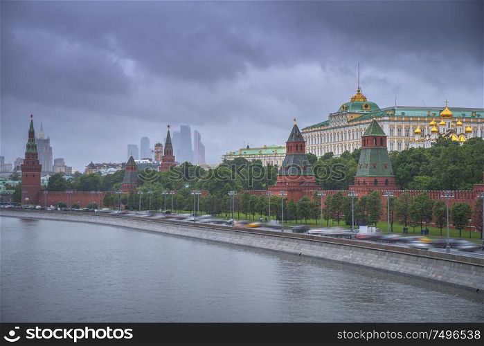 view of the Kremlin from the moscow river. Russia.