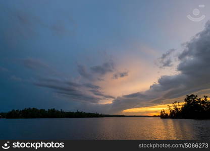 View of the lake at sunset, Lake of The Woods, Ontario, Canada