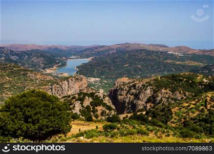 View of the lake Sfendili in the center of the island of Crete in Greece-Avdou-Potamies