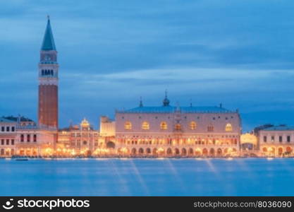 View of the main embankment of the Venetian night.. Venice at night.