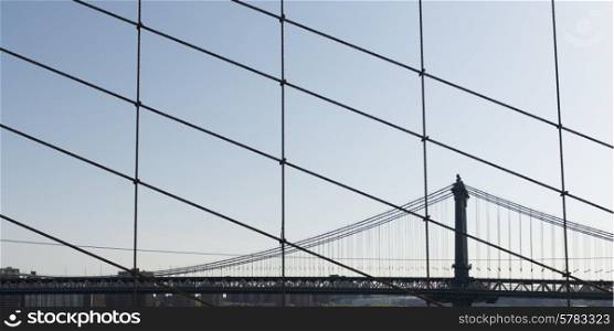 View of the Manhattan Bridge, Fulton Ferry District, New York City, New York State, USA