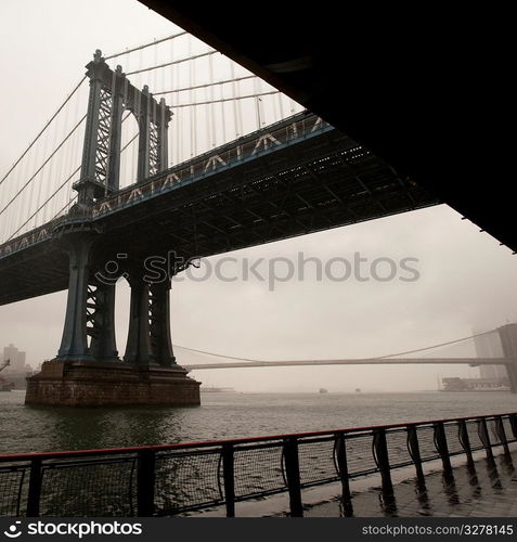 View of the Manhattan Bridge in Manhattan, New York City, U.S.A.