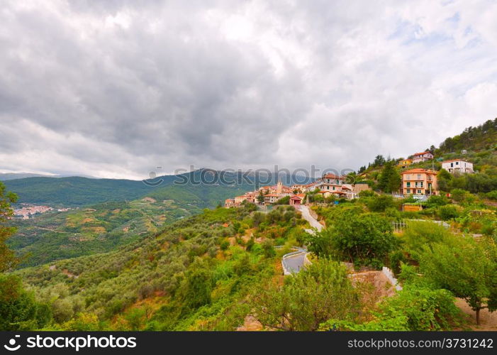 View of the Medieval City in Italian Alps