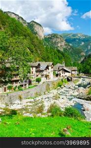 View of the Medieval City of Rassa in Italian Alps