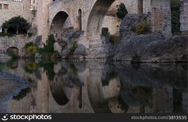 View of the medieval town of Besalu, Girona, Spain