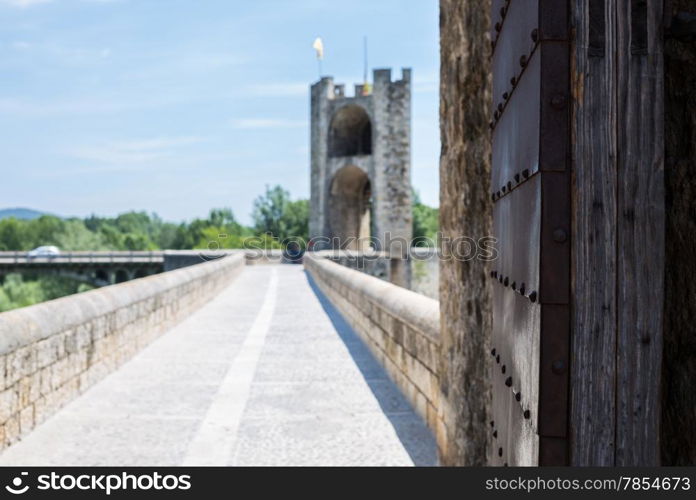 View of the medieval town of Besalu, Girona, Spain