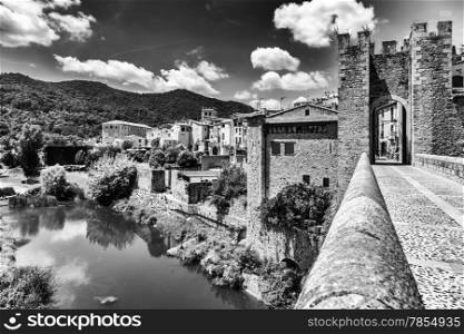 View of the medieval town of Besalu, Girona, Spain