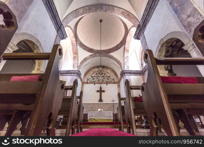 View of the minimalist interior of the Cathedral of St Paul (17th century), the seat of the Lusitanian Church (the Anglican Communion in Portugal), Lisbon, Portugal