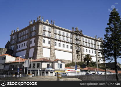 View of the Monastery of Santa Clara, built in neoclassical style in 1777 in Vila do Conde, Portugal