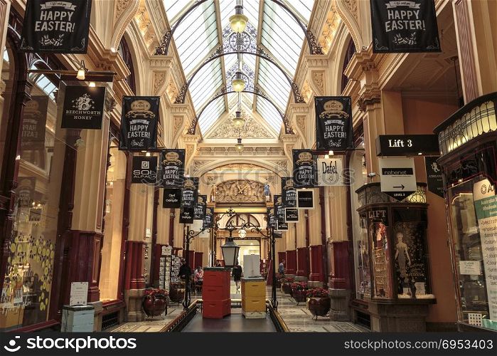 View of the most beautiful and elegant The Block Arcade, in Melbourne, Victoria, Australia