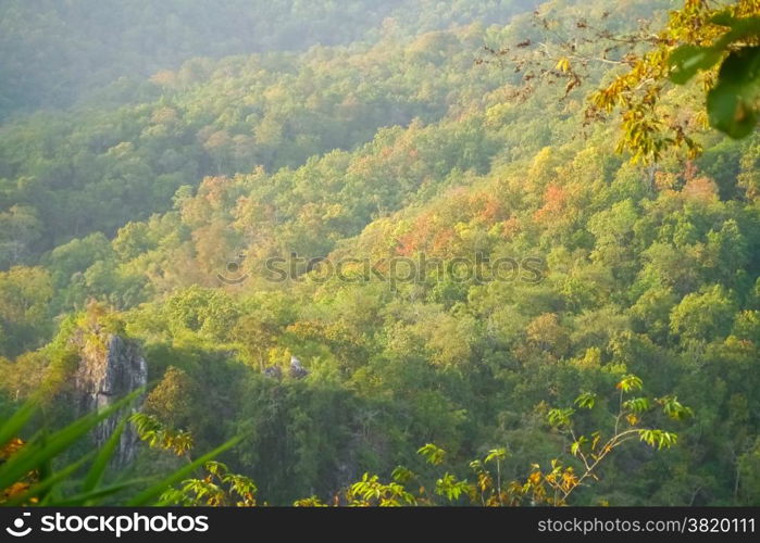 View of the Mountains in autumn season