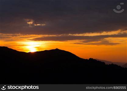 view of the mountains in Carpathians on the sunset, Ukraine