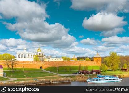 view of the Novgorod Kremlin on a sunny afternoon
