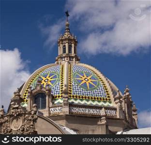 View of the ornatedome on Museum of Man in Balboa Park in San Diego
