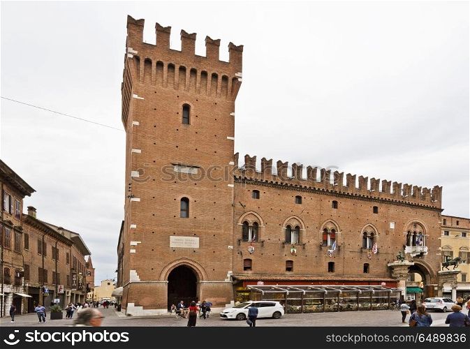 View of the Palazzo Ducale, the actual City Hall of Ferrara, Italy