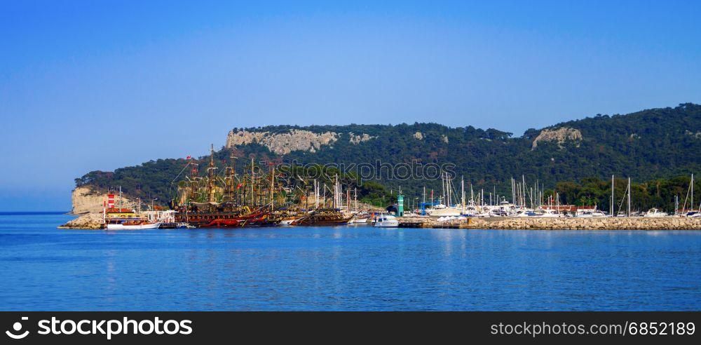 View of the port in the town of Kemer in Turkey