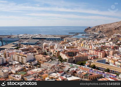 View of the port of Almeria from the Alcazaba fortress.