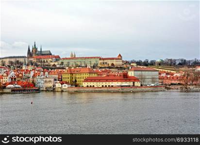 View of the Prague Castle panorama and Vltava river.