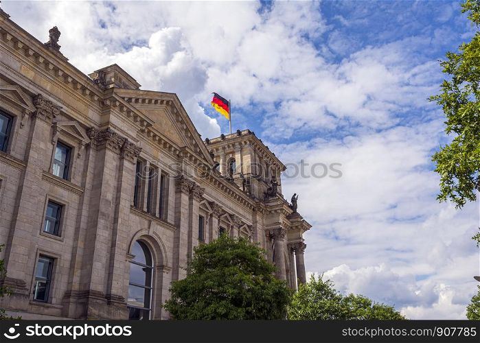 View of the Reichstag building, the seat of the German parliament.. Reichstag building, the seat of the German parliament