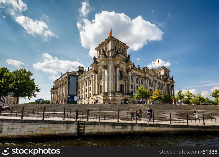 View of the Reichstag from the River Spree, Berlin, Germany