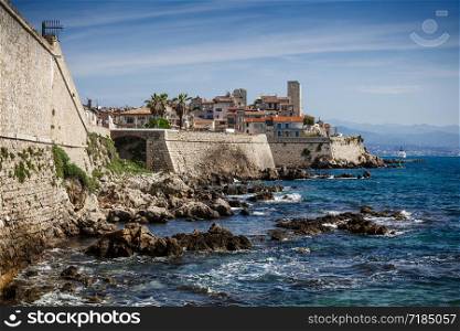 View of the resort town of Antibes on the French Riviera in France.