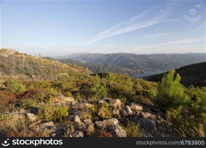 View of the rocky granite boulders on top of the Peneda-Geres Mountain, Northern Portugal