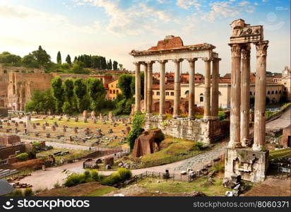 View of the Roman Forum in Rome, Italy