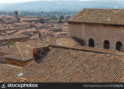 View of the roofs of the ancient houses of Gubbio (Italy)