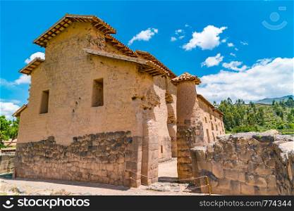 View of The Ruin Temple of Wiracocha at the Inca archaeological site in Cusco Region, Peru