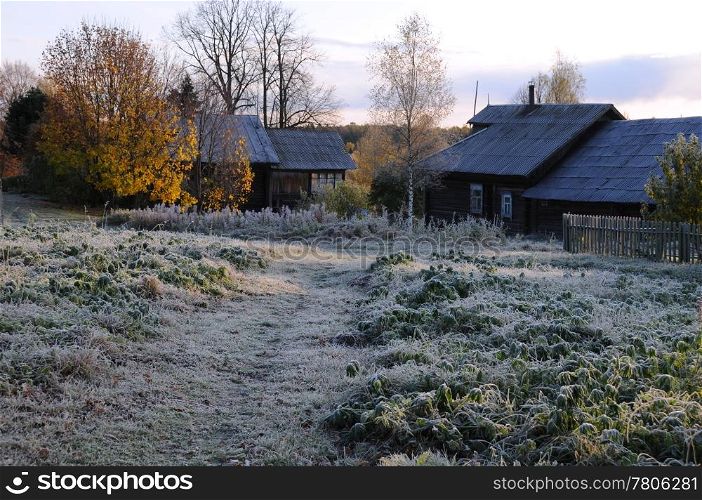 View of the Russian village after the first chilly night in October.