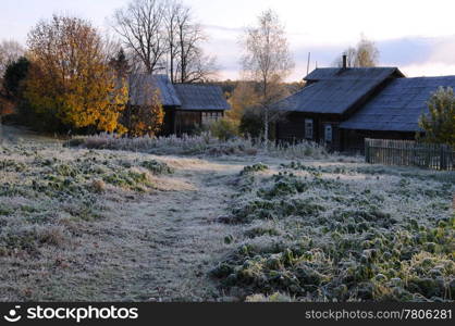 View of the Russian village after the first chilly night in October.