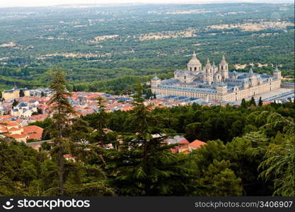 View of the San Lorenzo de El Escorial Monastery Complex from Miradores outlook.