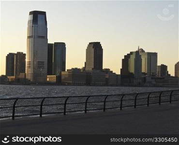 view of the skyline of Jersey City from NYC