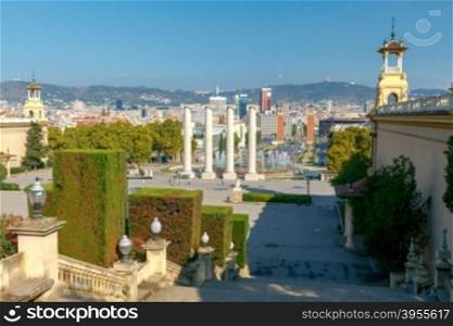 View of the square of Spain in Barcelona.. Barcelona. Plaza of Spain.