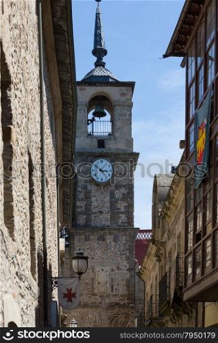 View of the steeple of the Church of Ponferrada, Leon Spain