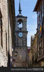 View of the steeple of the Church of Ponferrada, Leon Spain