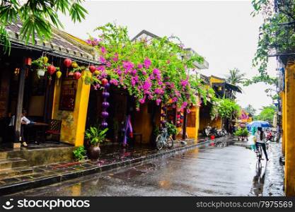 View of the street in Hoi An old town, Vietnam